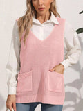 Pocketed V-Neck Sweater Vest - Trendsi - Flyclothing LLC