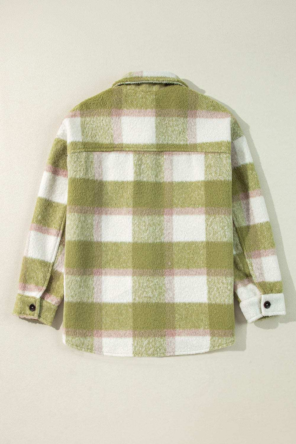 Pocketed Plaid Collared Neck Shacket - Trendsi - Flyclothing LLC