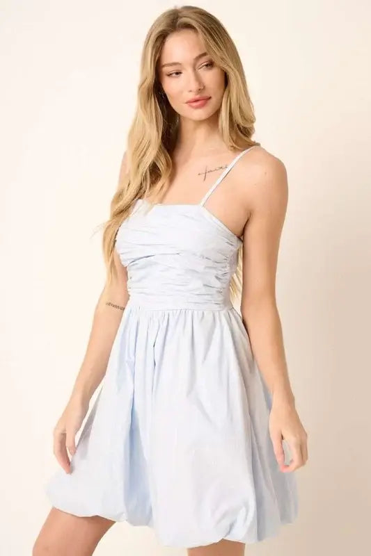 Mittoshop Ruched Detail Bubble Hem Mini Dress - Trendsi - Flyclothing LLC