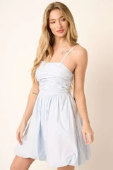 Mittoshop Ruched Detail Bubble Hem Mini Dress - Trendsi - Flyclothing LLC