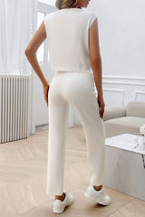 Ribbed Round Neck Top and Pants Set - Trendsi - Flyclothing LLC
