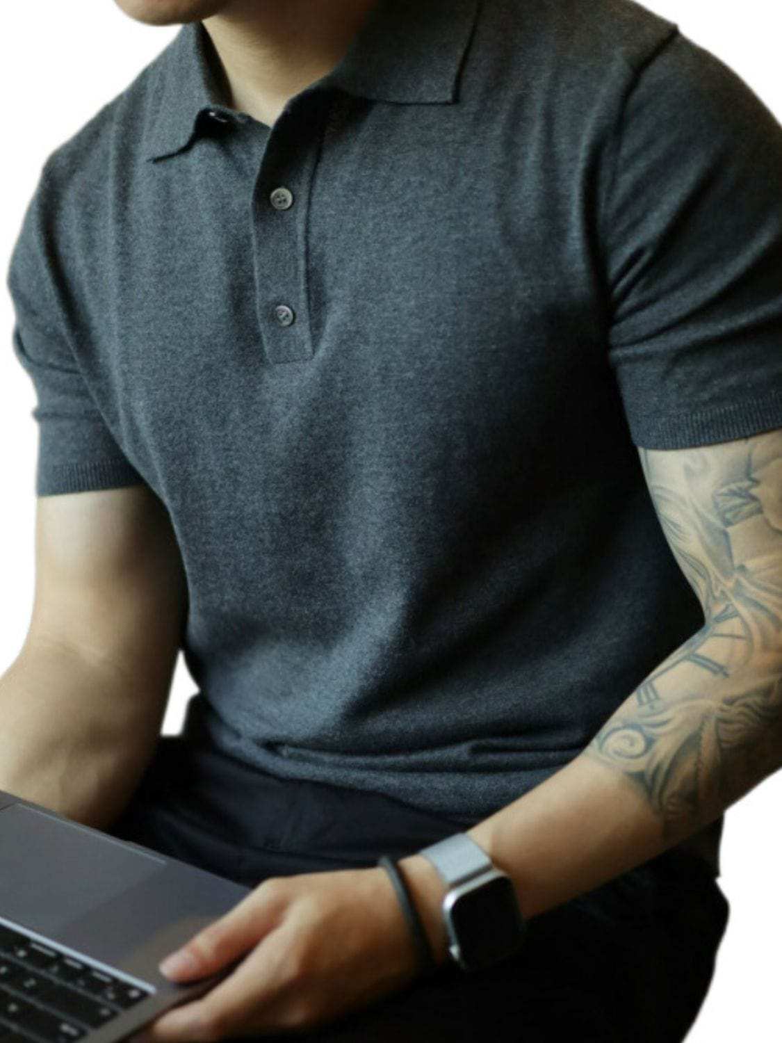 Men's Plus Size Button Detail Short Sleeve Polo - Trendsi - Flyclothing LLC
