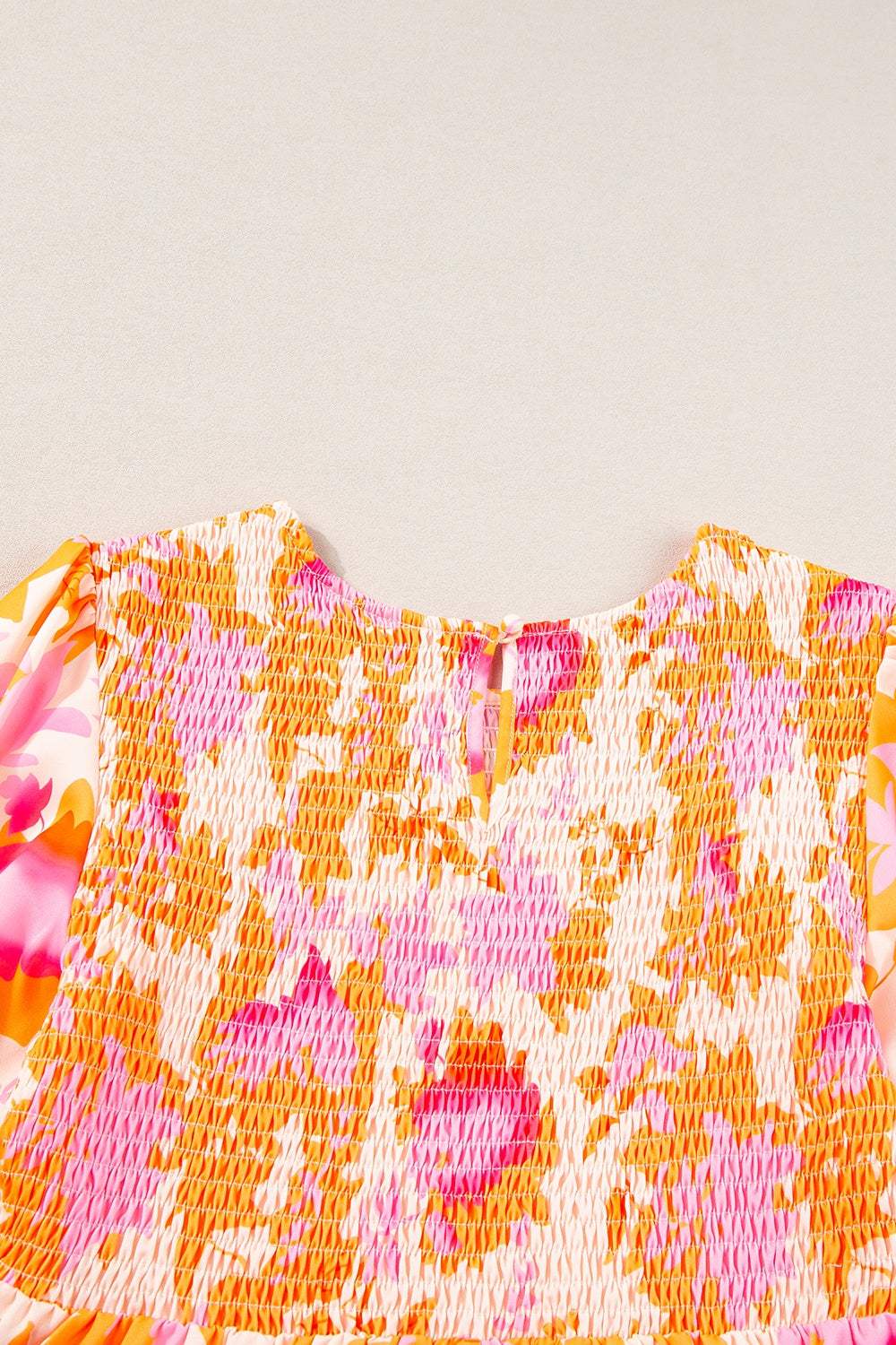 Frill Printed Long Sleeve Mini Dress - Trendsi - Flyclothing LLC