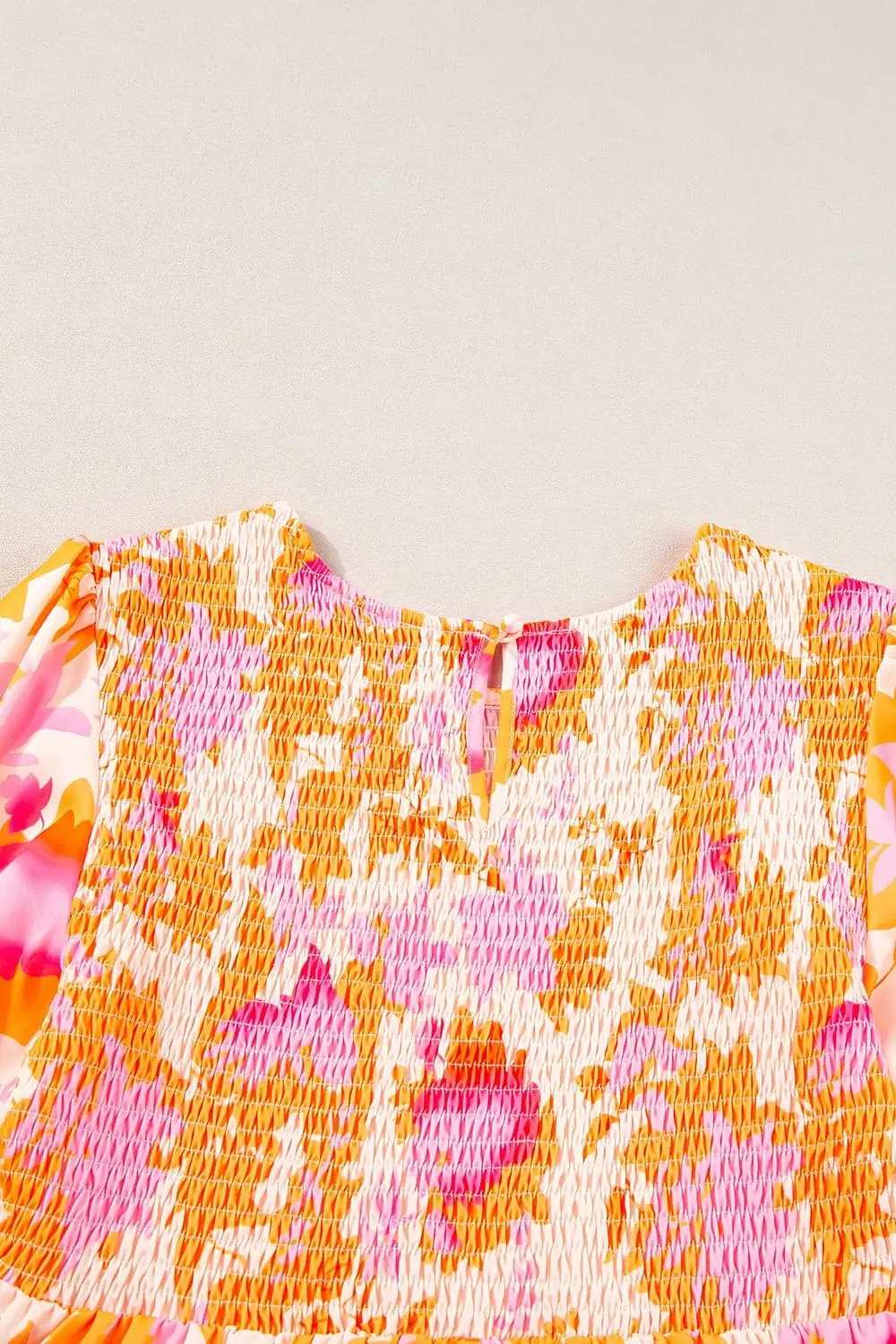 Frill Printed Long Sleeve Mini Dress - Trendsi - Flyclothing LLC