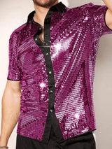 Men's Sequin Button Up Shirt - Trendsi - Flyclothing LLC