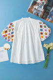 Printed Mock Neck Puff Sleeve Blouse - Trendsi - Flyclothing LLC
