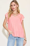 Basic Bae Full Size Bamboo Notched Ruffled Short Sleeve T-Shirt - Trendsi - Flyclothing LLC