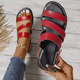 Open Toe Flats Sandals - Trendsi - Flyclothing LLC