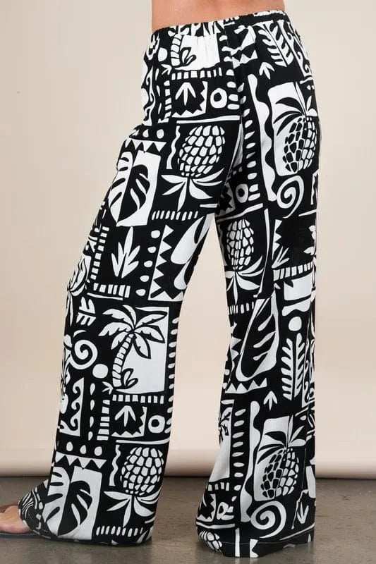 VERY J Printed Casual Wide Leg Resort Pants - Trendsi - Flyclothing LLC