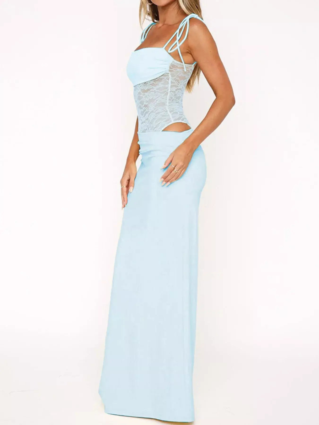 Lace Cutout Tie Shoulder Maxi Dress - Trendsi - Flyclothing LLC