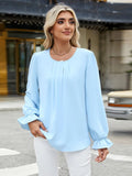Round Neck Flounce Sleeve Top - Trendsi