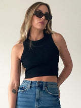 Cutout Round Neck Tank - Trendsi - Flyclothing LLC