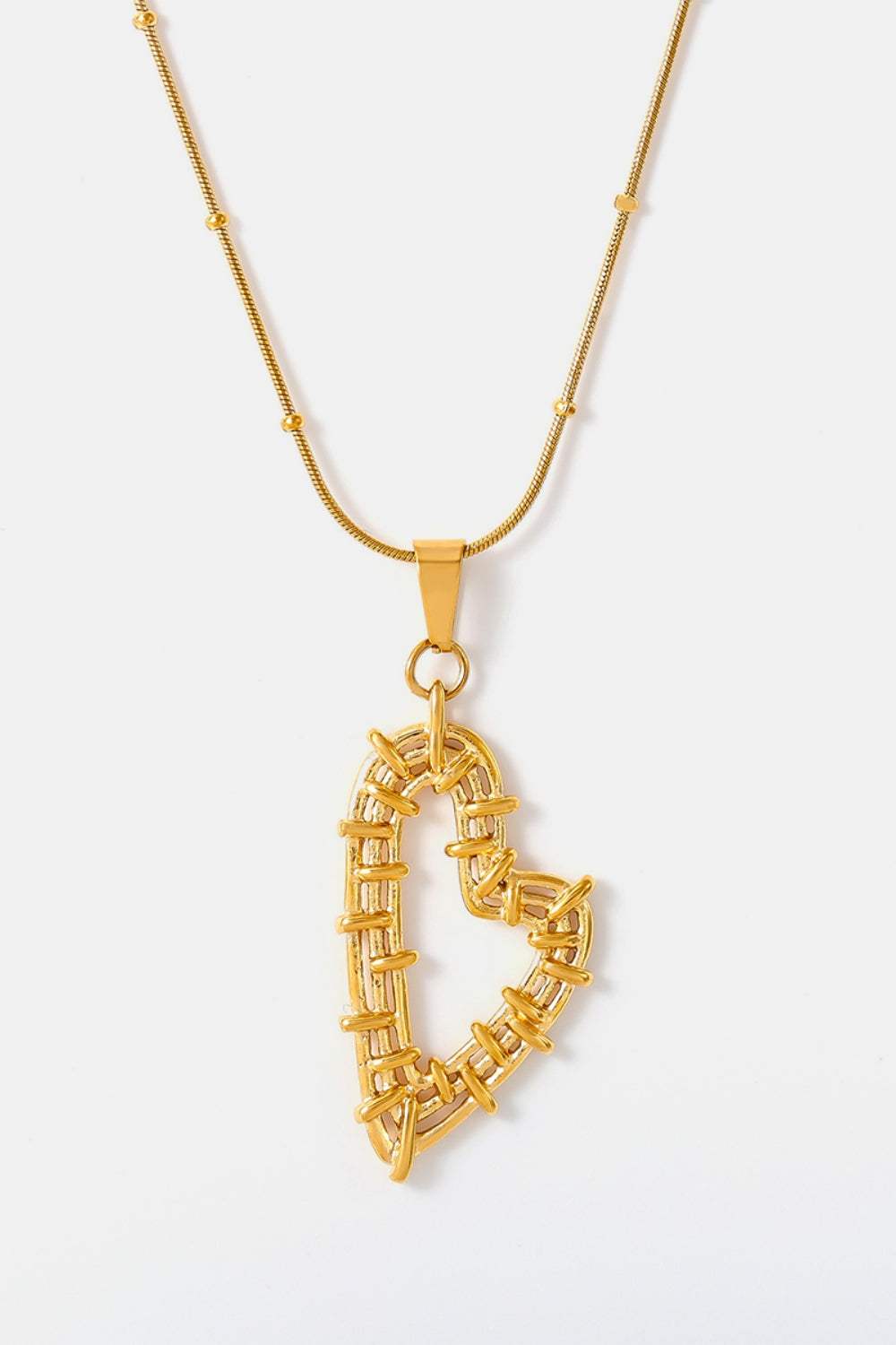 Stainless Steel Heart Earrings and Necklace Set - Trendsi - Flyclothing LLC