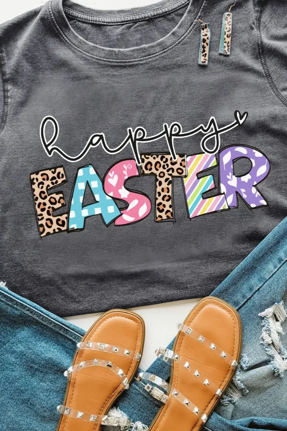 HAPPY EASTER Graphic Short Sleeve T-Shirt - Trendsi - Flyclothing LLC