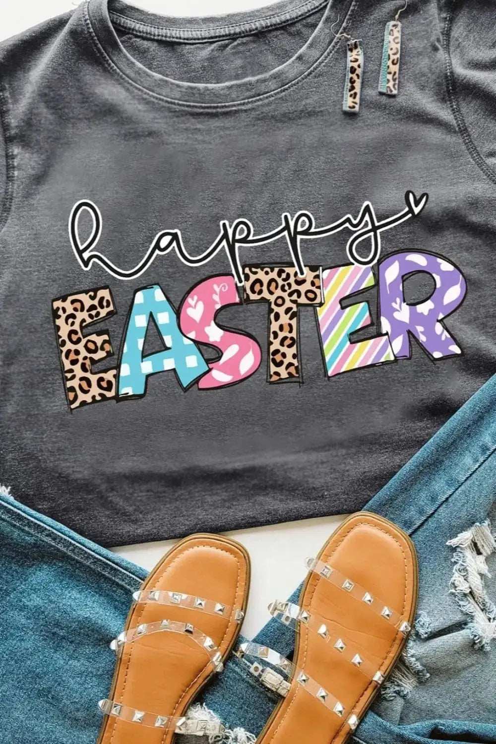 HAPPY EASTER Graphic Short Sleeve T-Shirt - Trendsi - Flyclothing LLC