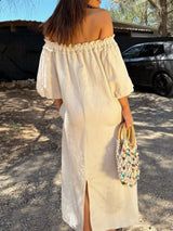 Frill Printed Off-Shoulder Dress - Trendsi - Flyclothing LLC