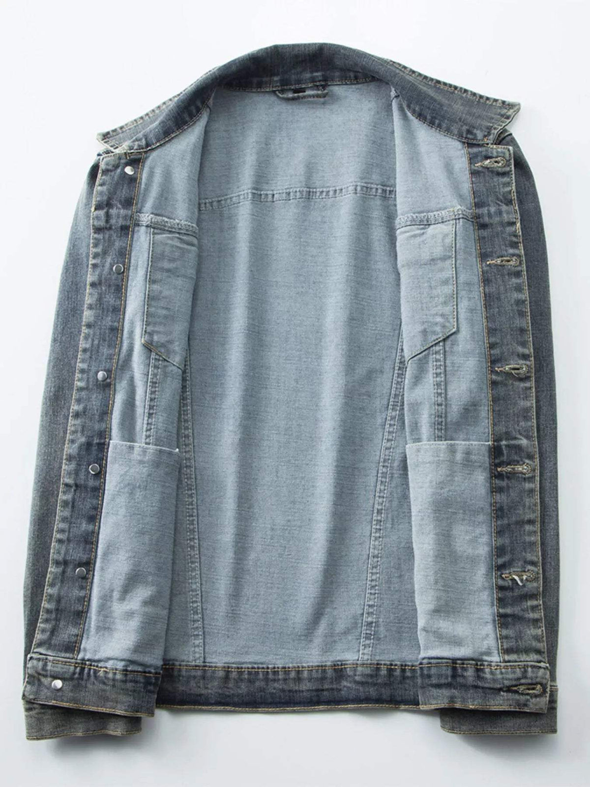 Men's Plus Size Vintage Wash Denim Jacket - Trendsi - Flyclothing LLC