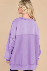 Exposed Seam Long Sleeve Sweatshirt - Trendsi - Flyclothing LLC