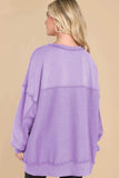 Exposed Seam Long Sleeve Sweatshirt - Trendsi - Flyclothing LLC