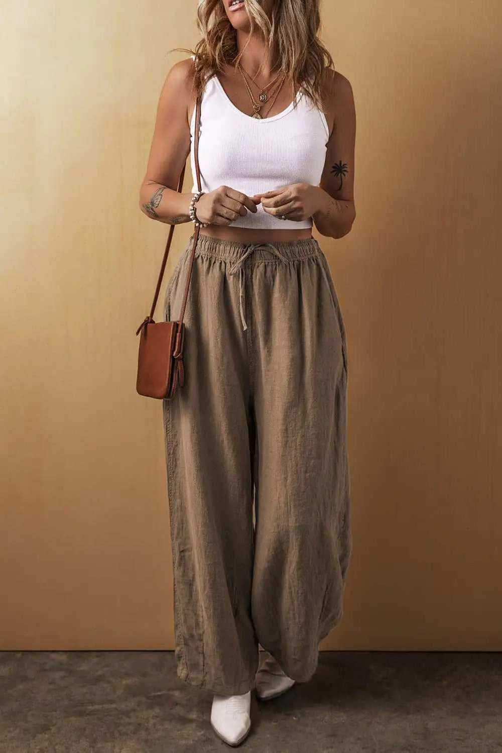 Drawstring Wide Leg Pants - Trendsi - Flyclothing LLC