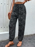 Printed High Waist Pants - Trendsi - Flyclothing LLC