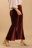 Umgee Full Size Sequin Elastic Waist Velvet Stretch Flare Leg Pants Plus Size - Trendsi - Flyclothing LLC