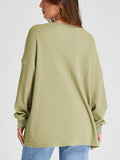 Waffle Knit Round Neck Long Sleeve T-Shirt - Trendsi - Flyclothing LLC