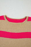 Contrast Striped Crew Neck Lightweight Knit Top - Trendsi - Flyclothing LLC