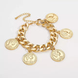 18K Gold-Plated Coin Charm Bracelet - Trendsi - Flyclothing LLC