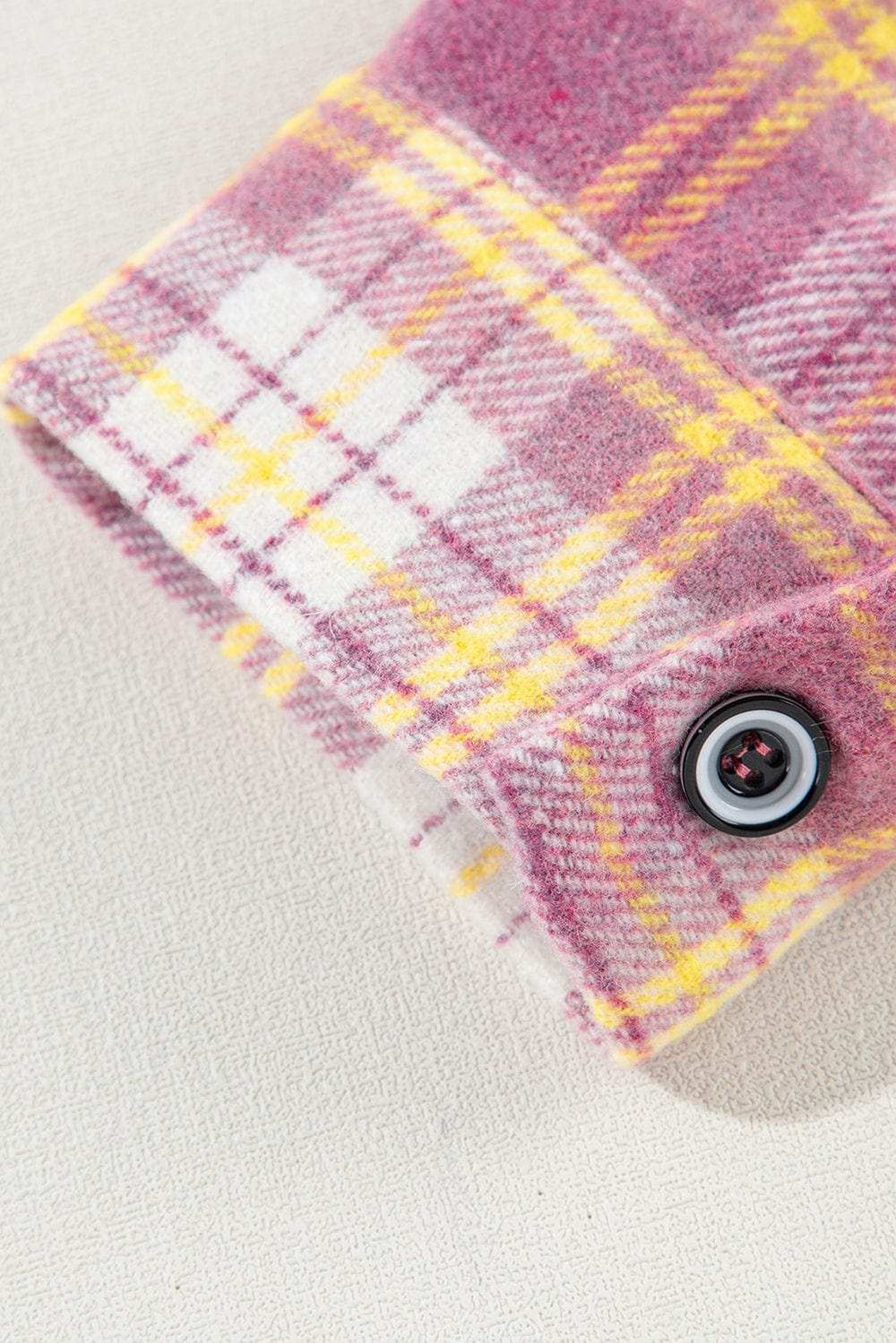 Plaid Collared Neck Button Up Shacket - Trendsi - Flyclothing LLC
