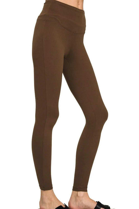 Zenana Premium Microfiber Wide Waistband Leggings - Trendsi - Flyclothing LLC
