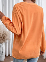 Halloween Sequined Pumpkin Ribbed Round Neck Sweatshirt - Trendsi - Flyclothing LLC