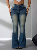Side Raw Hem Flare Jeans - Trendsi - Flyclothing LLC