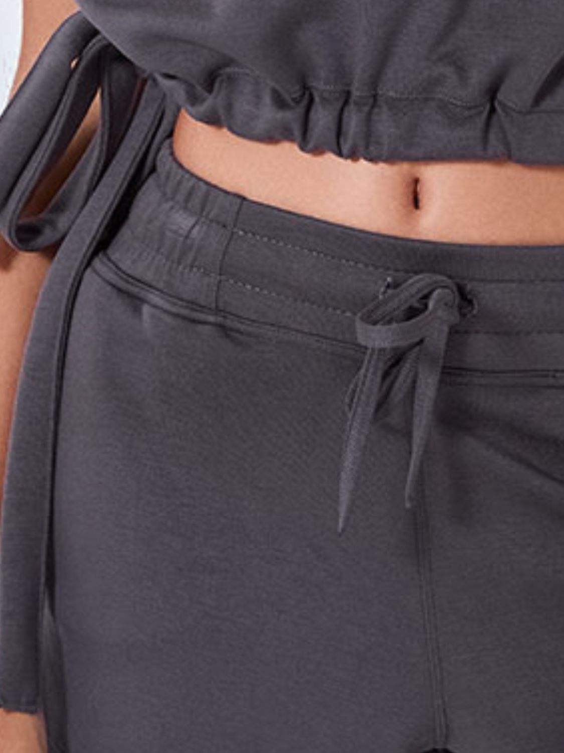 Drawstring Solid Color Shorts with Pockets - Trendsi - Flyclothing LLC