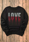 Rhinestone LOVE Round Neck Long Sleeve Sweatshirt - Trendsi - Flyclothing LLC