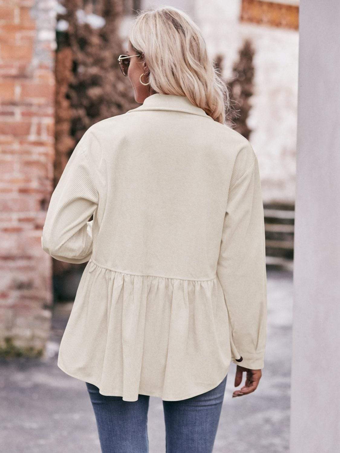 Mandy Collared Neck Long Sleeve Shirt - Trendsi - Flyclothing LLC
