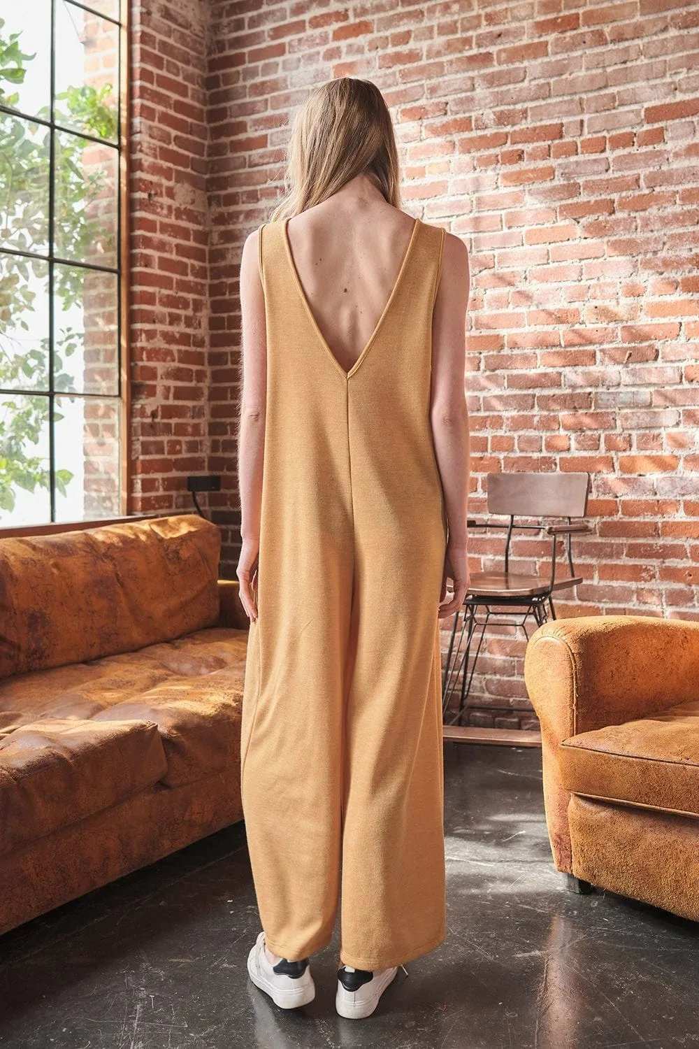 Ces Femme V-Neck Sleeveless Wide Leg Jumpsuit - Trendsi - Flyclothing LLC