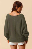 SO ME Loose Fit Exposed Seam Slouchy Boucle Sweater - Trendsi - Flyclothing LLC