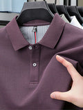 Men's Plus Size Button Detail Short Sleeve Polo - Trendsi - Flyclothing LLC