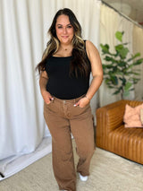 RFM Full Size High Rise Garment Dye Wide Leg Jeans - Trendsi - Flyclothing LLC