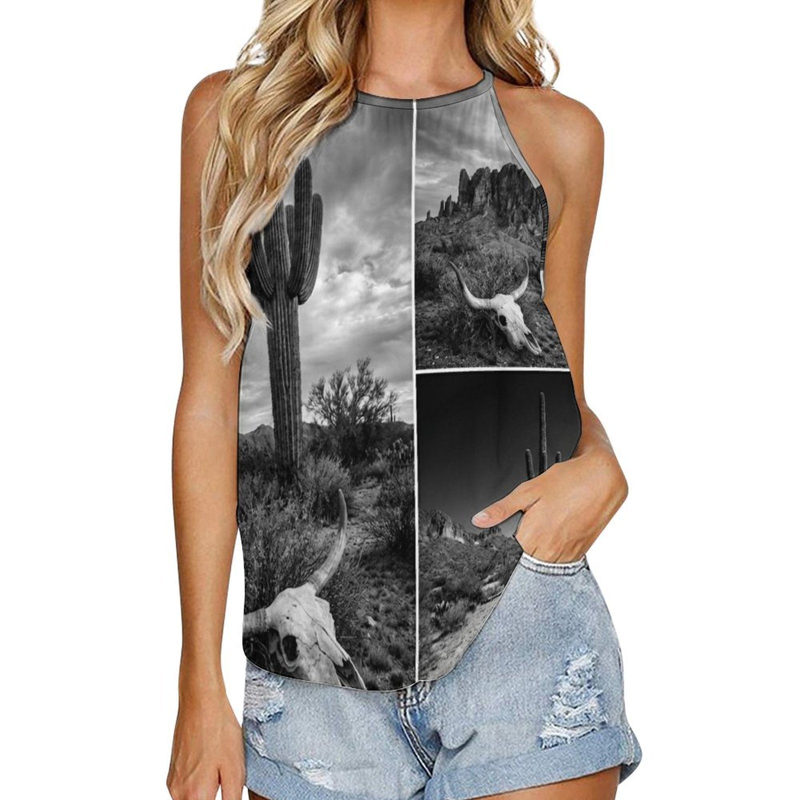 Baha Ranch Black White Desert Tank Top