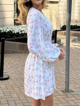 Floral Print Balloon Sleeve Dress - Trendsi - Flyclothing LLC