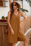 Casual V-Neck Sleeveless Romper with Pockets - Trendsi - Flyclothing LLC