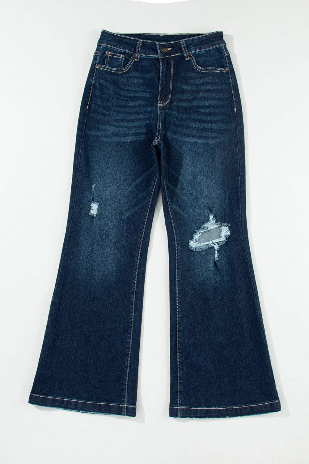 Distressed Wide Leg Jeans with Pockets - Trendsi - Flyclothing LLC