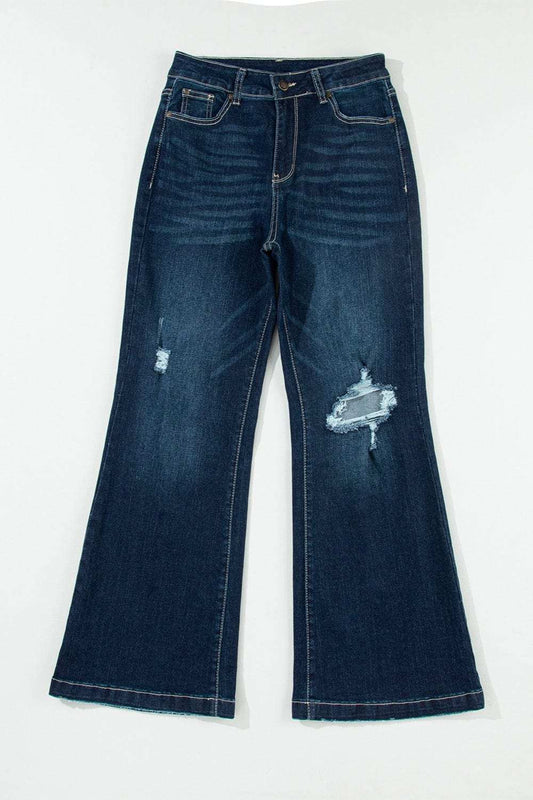 Distressed Wide Leg Jeans with Pockets - Trendsi - Flyclothing LLC