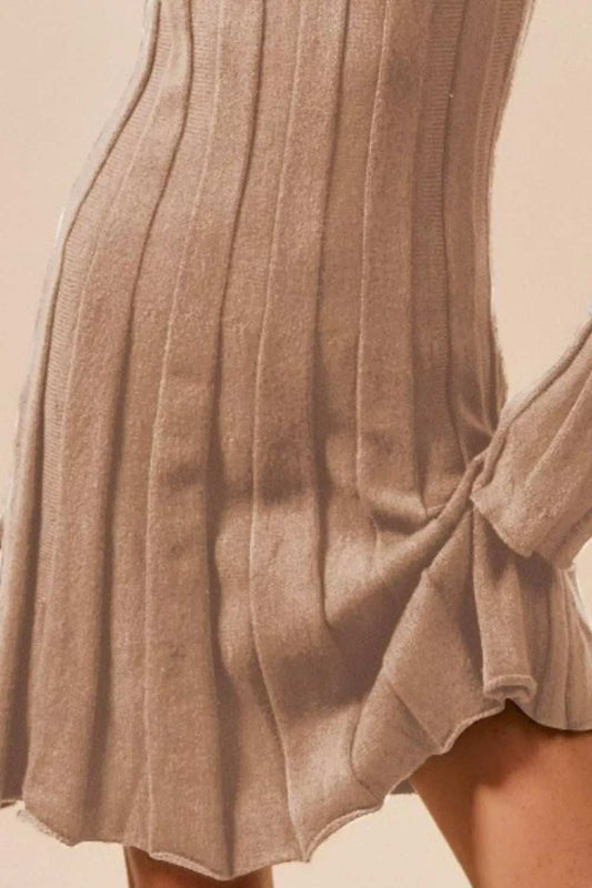 SO ME Ribbed Long Sleeve Mini Sweater Dress - Trendsi - Flyclothing LLC