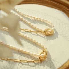 18K Gold-Plated Titanium Steel Pearl Necklace - Trendsi