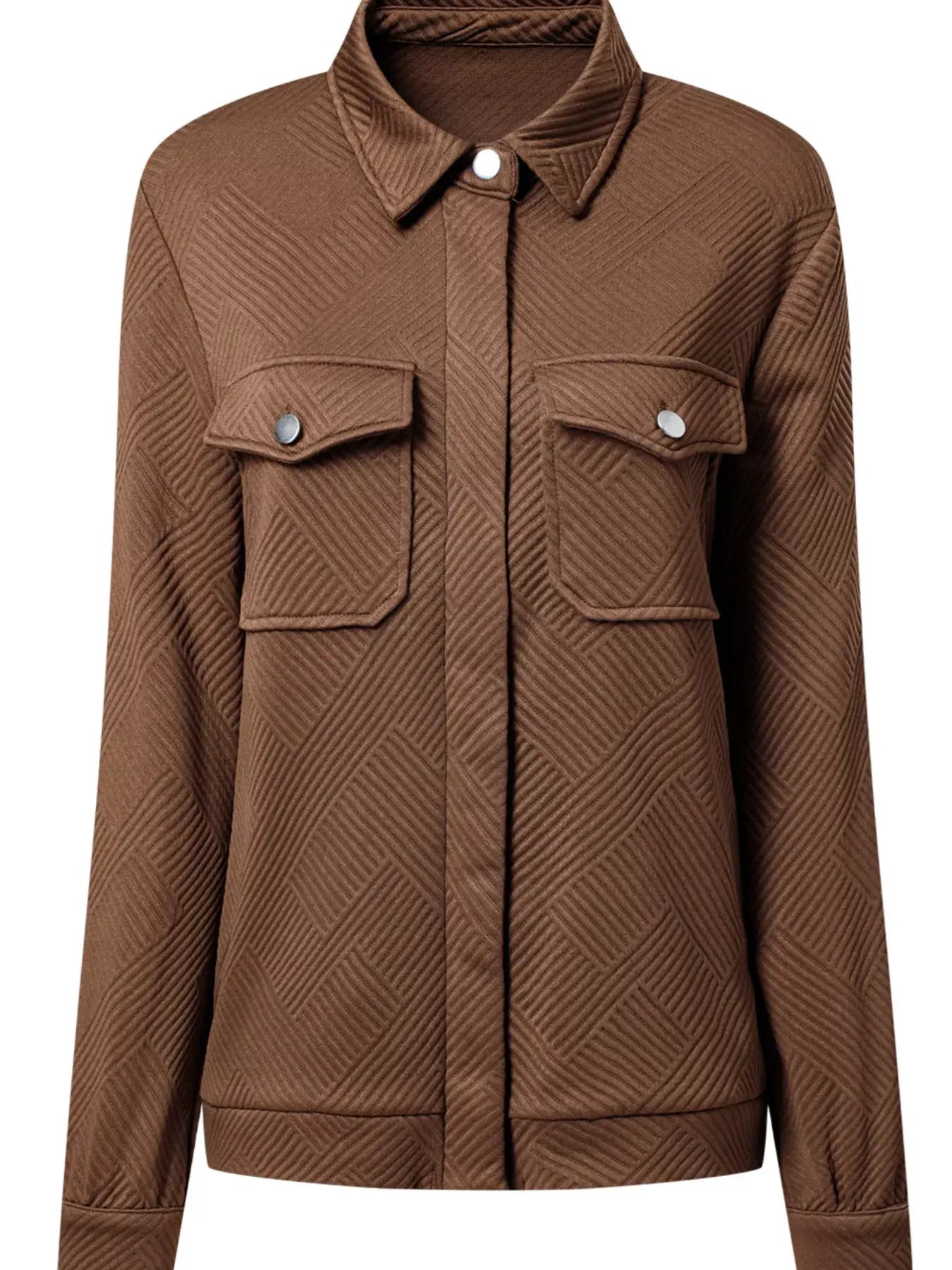Solid Color Zip Up Button Flap Pocket Jackets - Trendsi - Flyclothing LLC