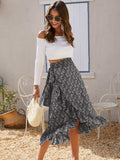 Printed Ruffled Midi Skirt - Trendsi - Flyclothing LLC