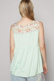 POL Lace Detail Frill Floral V-Neck Sleeveless Top - Trendsi